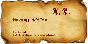 Maksay Nóra névjegykártya
