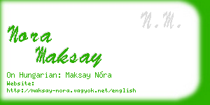 nora maksay business card